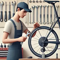 Servis jízdního kola – kontrola převodů, seřízení přehazovačky a údržba řetězu. Profesionální mechanik v cyklodílně.